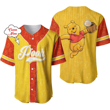 Winnie The Pooh Red Yellow Patterns Custom Baseball Jersey