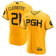Roberto Clemente Pittsburgh Pirates Gold City Connect Jersey - All Stitched