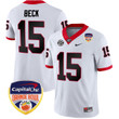 Georgia Bulldogs Carson Beck Orang Bowl Patch White Jersey - All Stitched