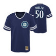 Bryce Miller #50 Seattle Mariners Navy V-Neck T-Shirt - All Stitched