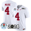 Jalen Milroe Alabama Crimson Tide White 2024 Rose Bowl Patch Jersey - All Stitched