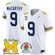 Michigan Wolverines JJ Mccarthy Rose Bowl Patch White Jersey - All Stitched
