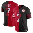 Wade #7 San Francisco 49ers Split Red Black Jersey - All Stitched