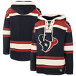 Houston Texans Navy/Red Lacer V-Neck Pullover Hoodie - All Stitched