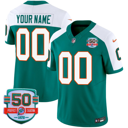 Dolphins Throwback Vapor Custom Jersey - All Stitched
