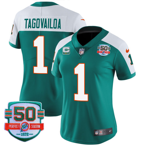 Women's Dolphins Throwback Vapor Jersey - All Stitched