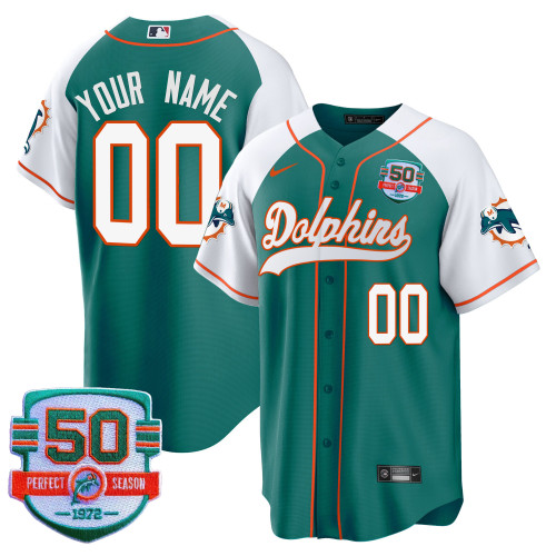 Dolphins Throwback Baseball Custom Jersey - All Stitched