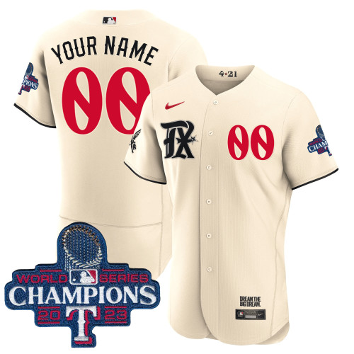 Texas Rangers 2023 World Series Champions City Connect Custom Jersey - All Stitched