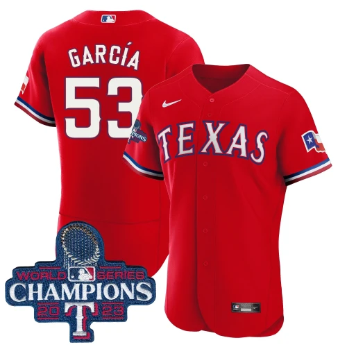 Adolis Garcia Texas Rangers World Series Champions Red Jersey 2023 - All Stitched