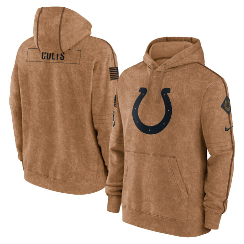 Indianapolis Colts 2023 Salute To Service Brown Hoodie - Printed