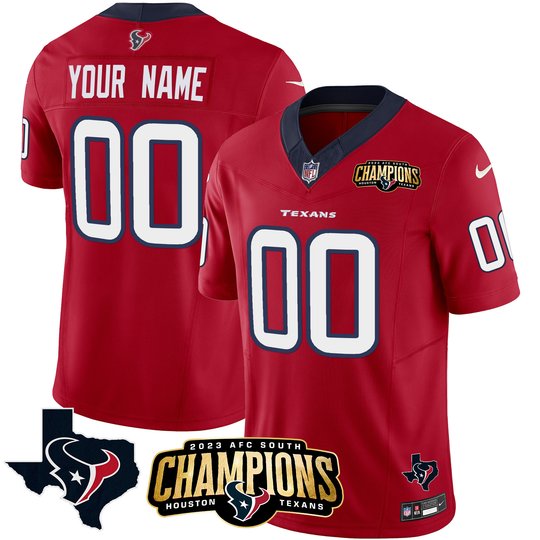 Houston Texans 2023 AFC South Champions Patch Vapor Custom Jersey - All Stitched