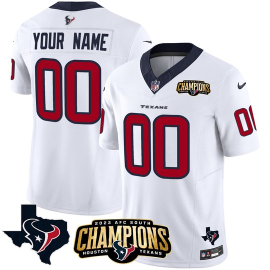 Houston Texans 2023 AFC South Champions Patch Vapor Custom Jersey - All Stitched