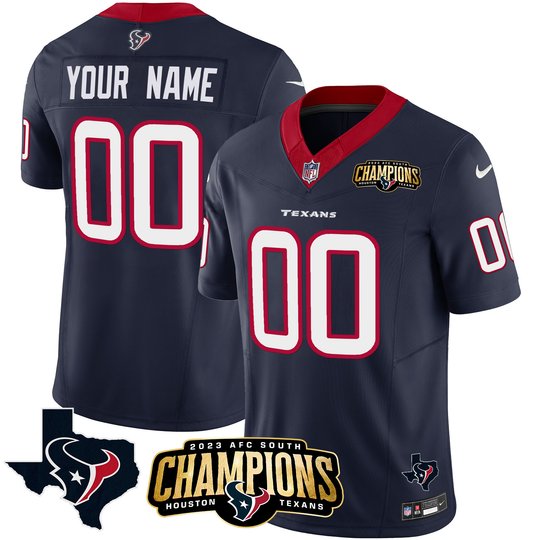 Houston Texans 2023 AFC South Champions Patch Vapor Custom Jersey - All Stitched