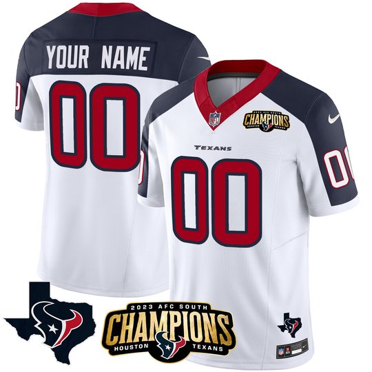 Houston Texans 2023 AFC South Champions Patch Vapor Custom Jersey - All Stitched