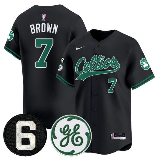 Men's Boston Celtics Bill Russell & John Havlicek Patch Baseball Jersey - All Stitched