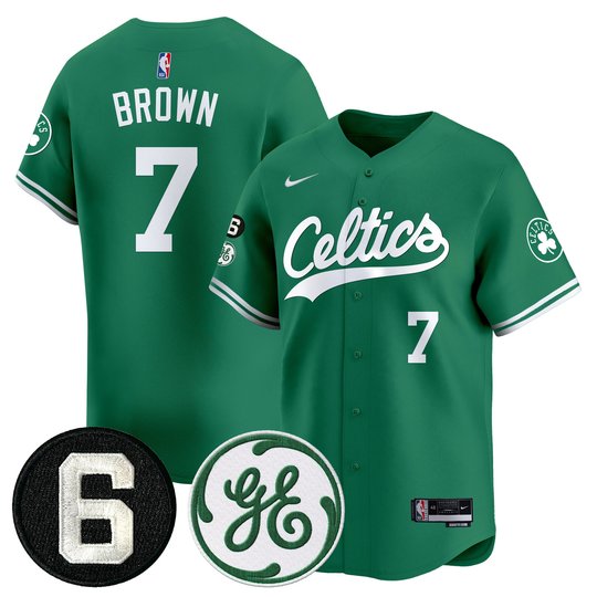 Men's Boston Celtics Bill Russell & John Havlicek Patch Baseball Jersey - All Stitched