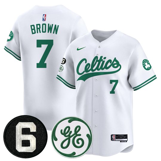 Men's Boston Celtics Bill Russell & John Havlicek Patch Baseball Jersey - All Stitched