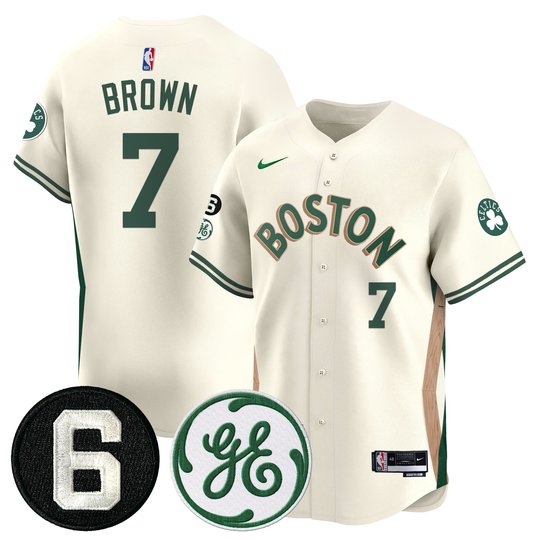 Men's Boston Celtics Bill Russell & John Havlicek Patch Baseball Jersey - All Stitched