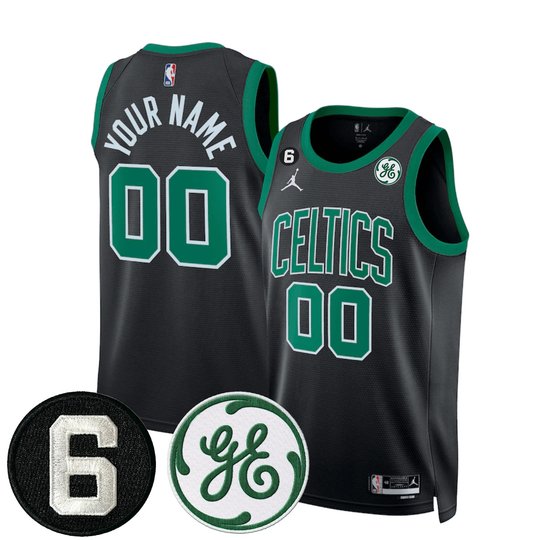 Boston Celtics Bill Russell & John Havlicek Patch Custom Jersey - All Stitched