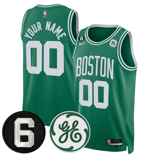 Boston Celtics Bill Russell & John Havlicek Patch Custom Jersey - All Stitched