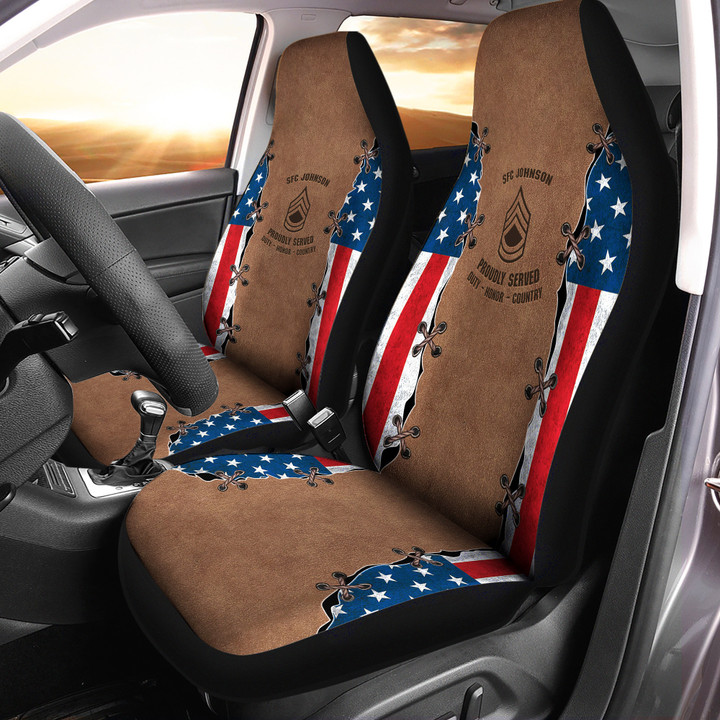 Army Veteran - Personalized Car Seat Covers - Universal Fit - Set 2