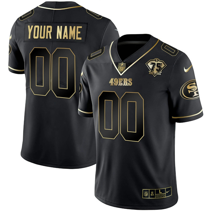 49ers Custom Black Gold Jersey - All Stitched