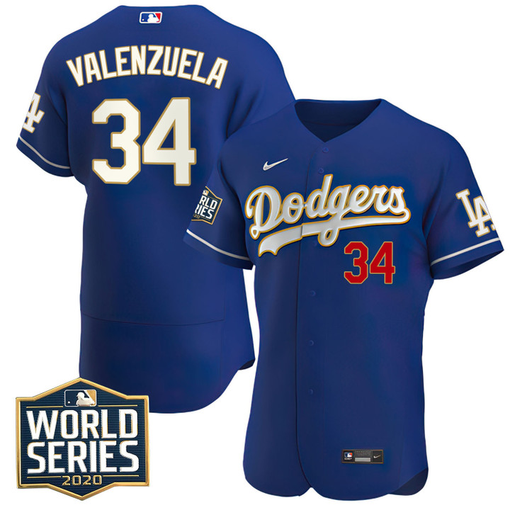 Fernando Valenzuela Dodgers World Series 2020 Patch Flex Base Jersey - All Stitched