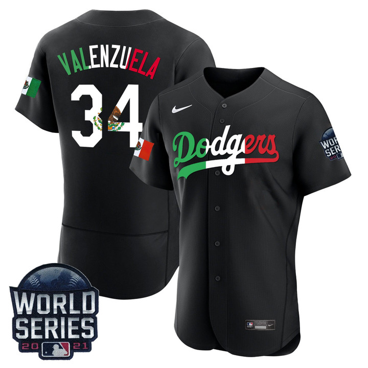 Men's Dodgers Mexico World Series Patch Flex Base Jersey - All Stitched