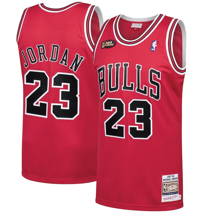 Michael Jordan Red Chicago Bulls 1998 NBA Finals Hardwood Classics Jersey - All Stitched