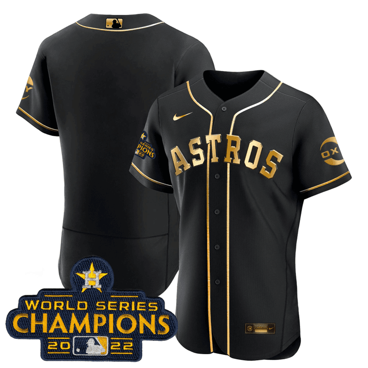 Houston Astros Black Gold Rush Blank No Name Jersey - All Stitched
