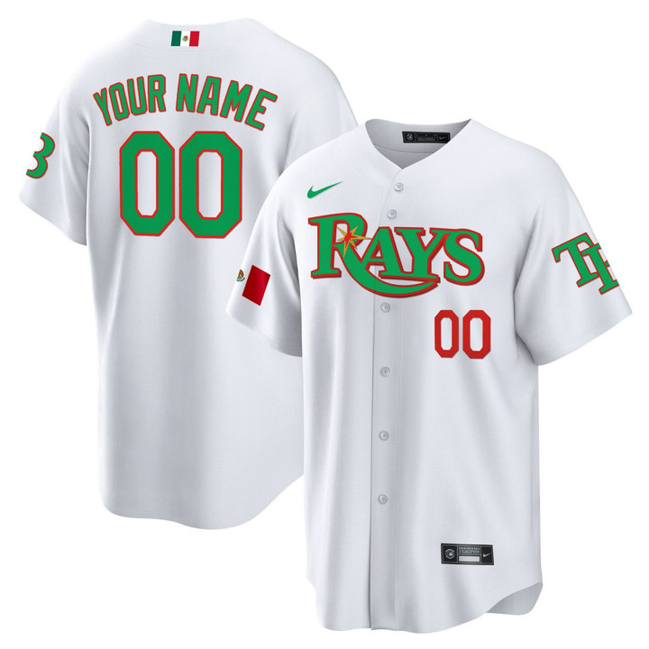 Tampa Bay Rays Custom White Mexico Jersey - All Stitched
