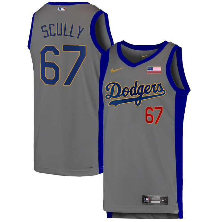 Vin Scully Los Angeles Dodgers Basketball Jersey - All Stitched