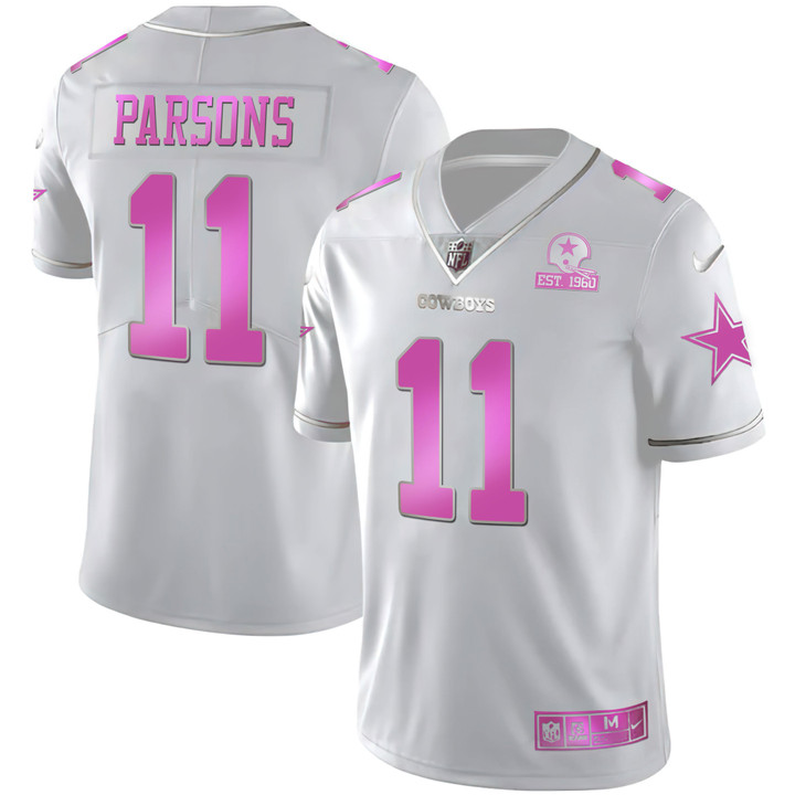 Men's Micah Parsons Cowboys White Pink - All Stitched