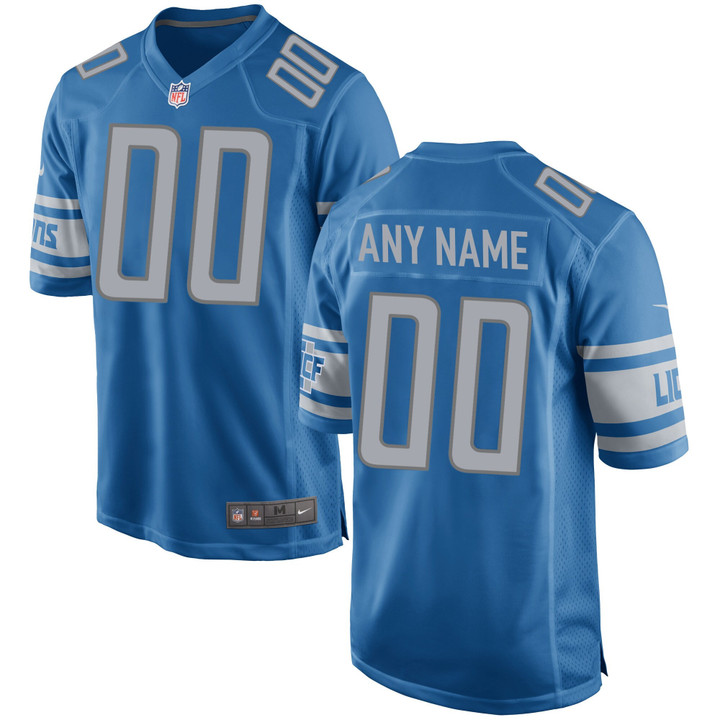 Detroit Lions Blue Custom Jersey - All Stitched