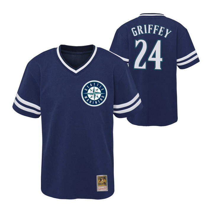 Seattle Mariners Navy V-Neck T-Shirt - All Stitched