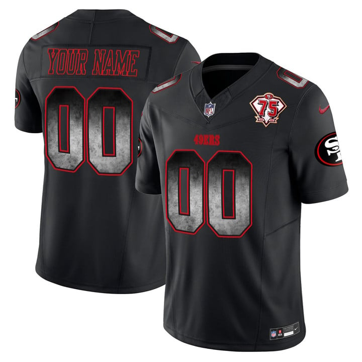 San Francisco 49ers Black Smoke Custom Jersey - All Stitched