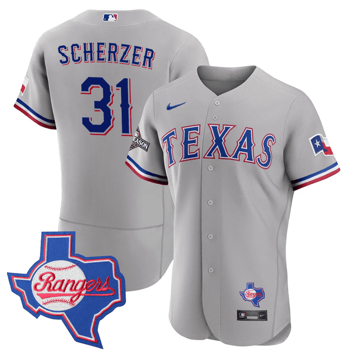 Men's Texas Rangers Texas State Patch Jersey - All Stitched