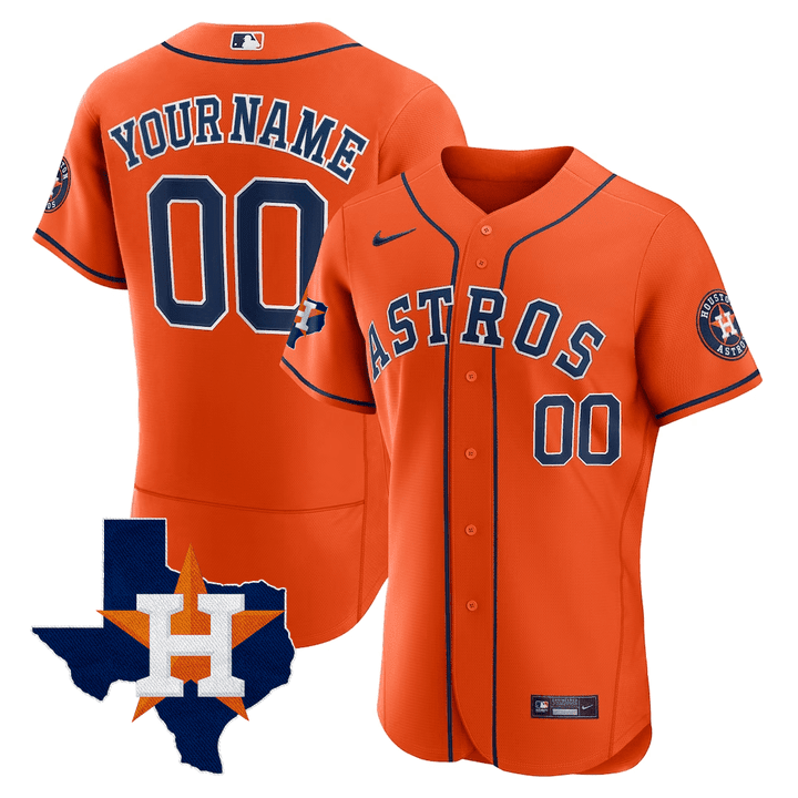 Houston Astros Texas State Patch Custom Jersey - All Stitched