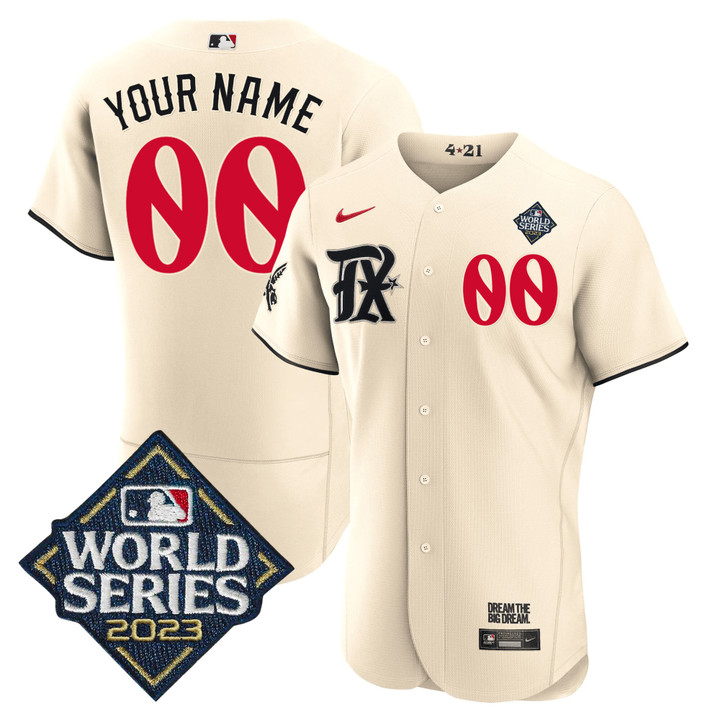 Texas Rangers City Connect 2023 World Series Patch Custom Jersey - All Stitched