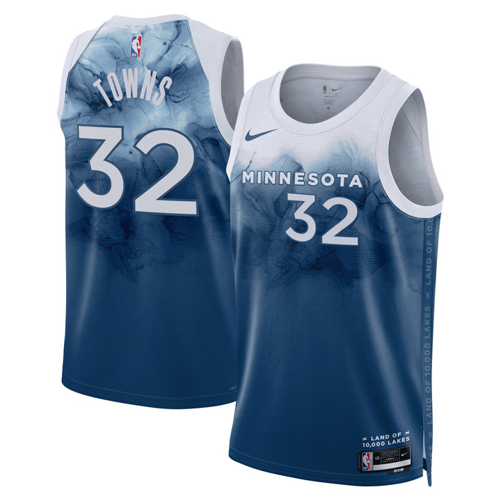 Karl-Anthony Towns Minnesota Timberwolves 2024 City Edition Blue Jersey – All Stitched