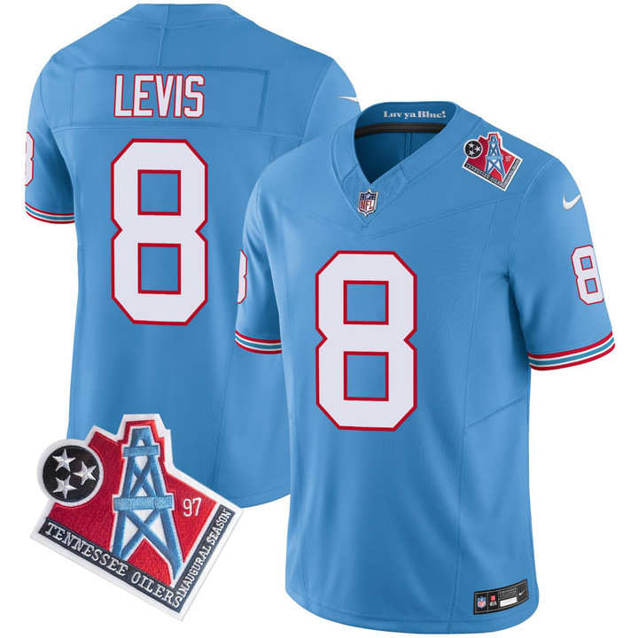 Will Levis Tennessee Titans Oilers Throwback Light Blue Jersey – All Stitched