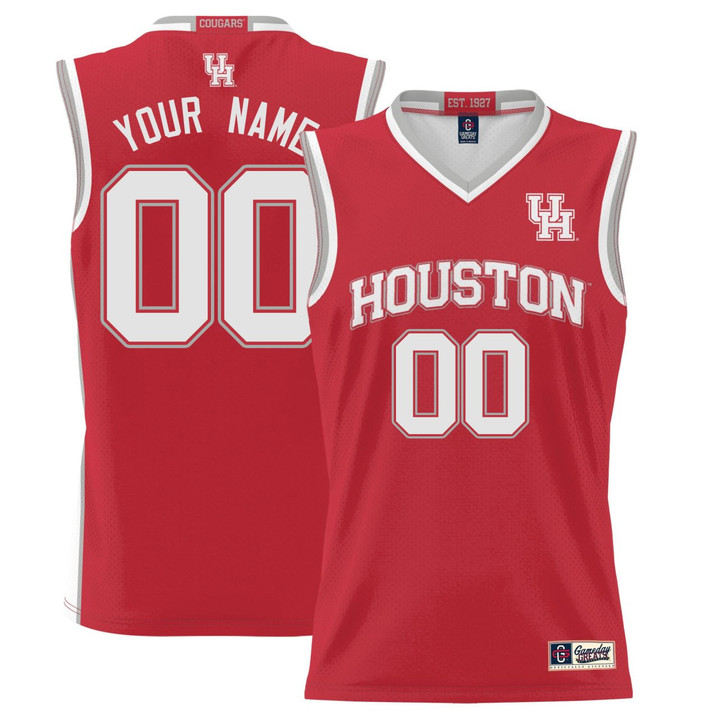 Houston Cougars Basketball Custom Red Jersey - All Stitched