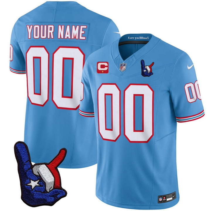Tennessee Titans Oilers Throwback Light Blue Custom Jersey – All Stitched