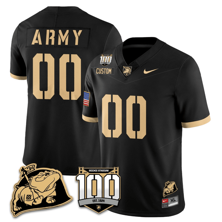 Army Black Knights 100th Anniversary Patch Vapor Custom Jersey - All Stitched