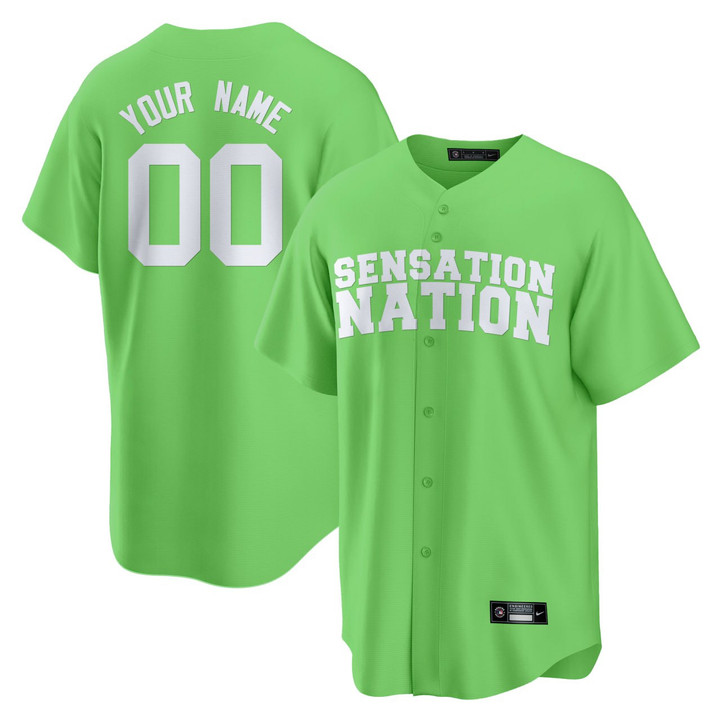 Sensations Nation Baseball Green Custom Jersey - All Stitched