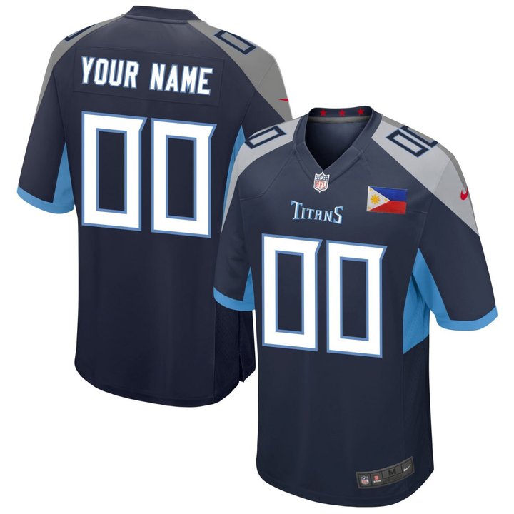 Tennessee Titans Navy Phillipines Flag Patch Custom Jersey – All Stitched