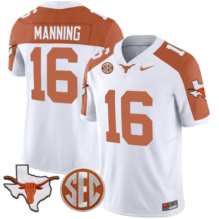 Arch Manning Texas Longhorns White Inverted Jersey - All Stitched