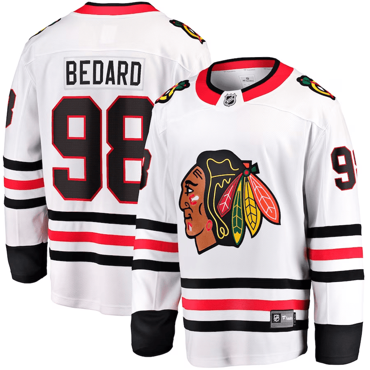 Connor Bedard Chicago Blackhawks White Jersey - All Stitched