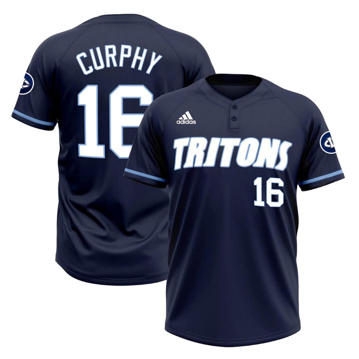 #16 Curphy Tritons Navy Softball Jersey - All Stitched