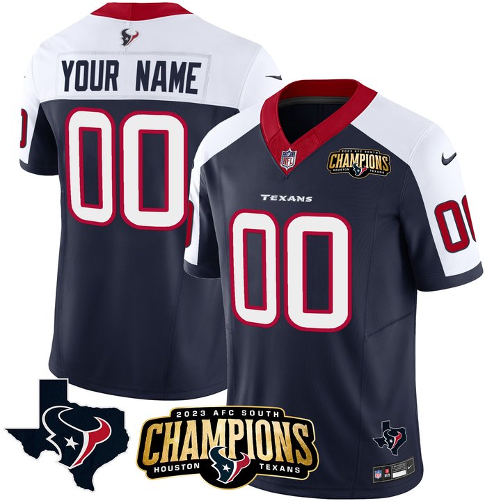 Houston Texans 2023 AFC South Champions Patch Vapor Custom Jersey - All Stitched